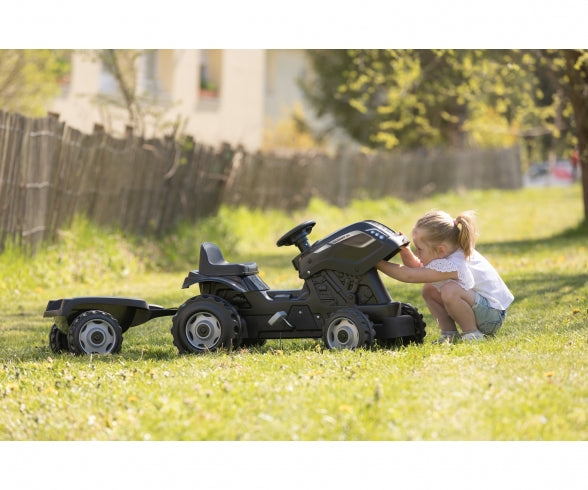 Smoby Life Farmer XL Black tractor + trailer