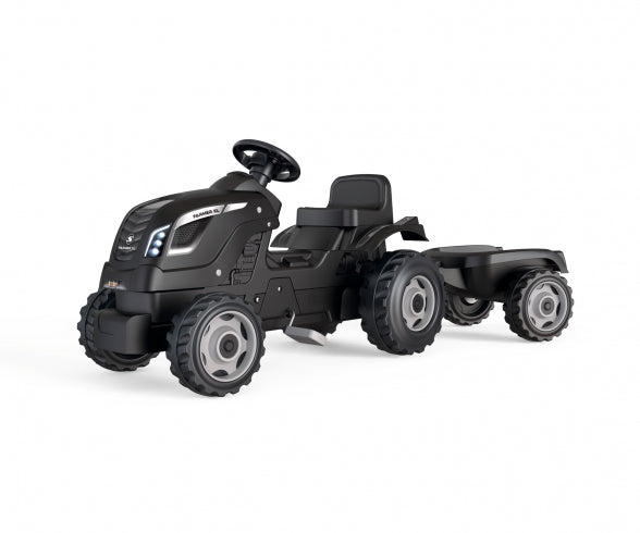 Smoby Life Farmer XL Black tractor + trailer